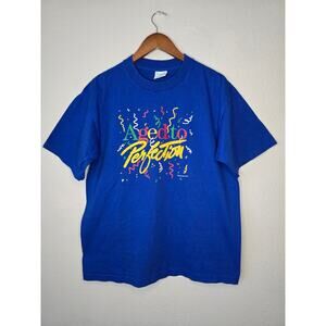 Aged To Perfection Shirt Blue XL Funny Birthday Gift Vintage 90s Retro Party Tee